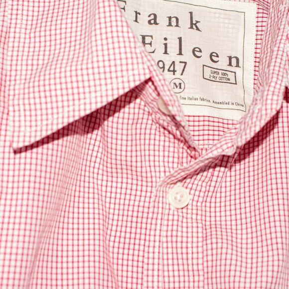 Frank & Eileen $225 Medium PAUL Shirt Button up red Check Cotton - Picture 4 of 7